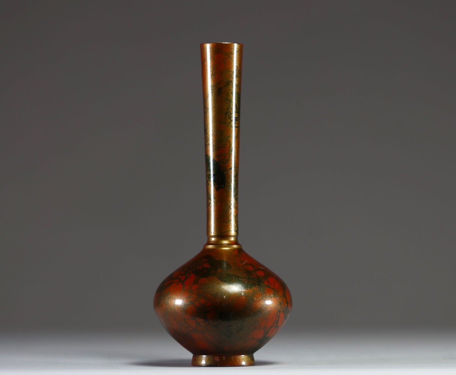 Japan - Bronze vase, Murashido technique with red and gold patina, Taisho period, 20th century, mark (1 of 2)
