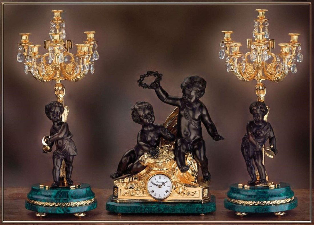 Malachite Crystal 30" Candelabra & 22" Clock - Bespoke (1 of 3)