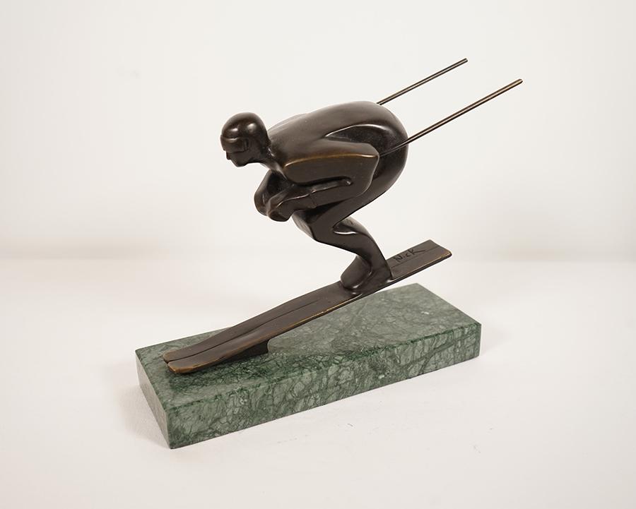Nick Signed Abstract Skier Bronze Statue (1 of 7)