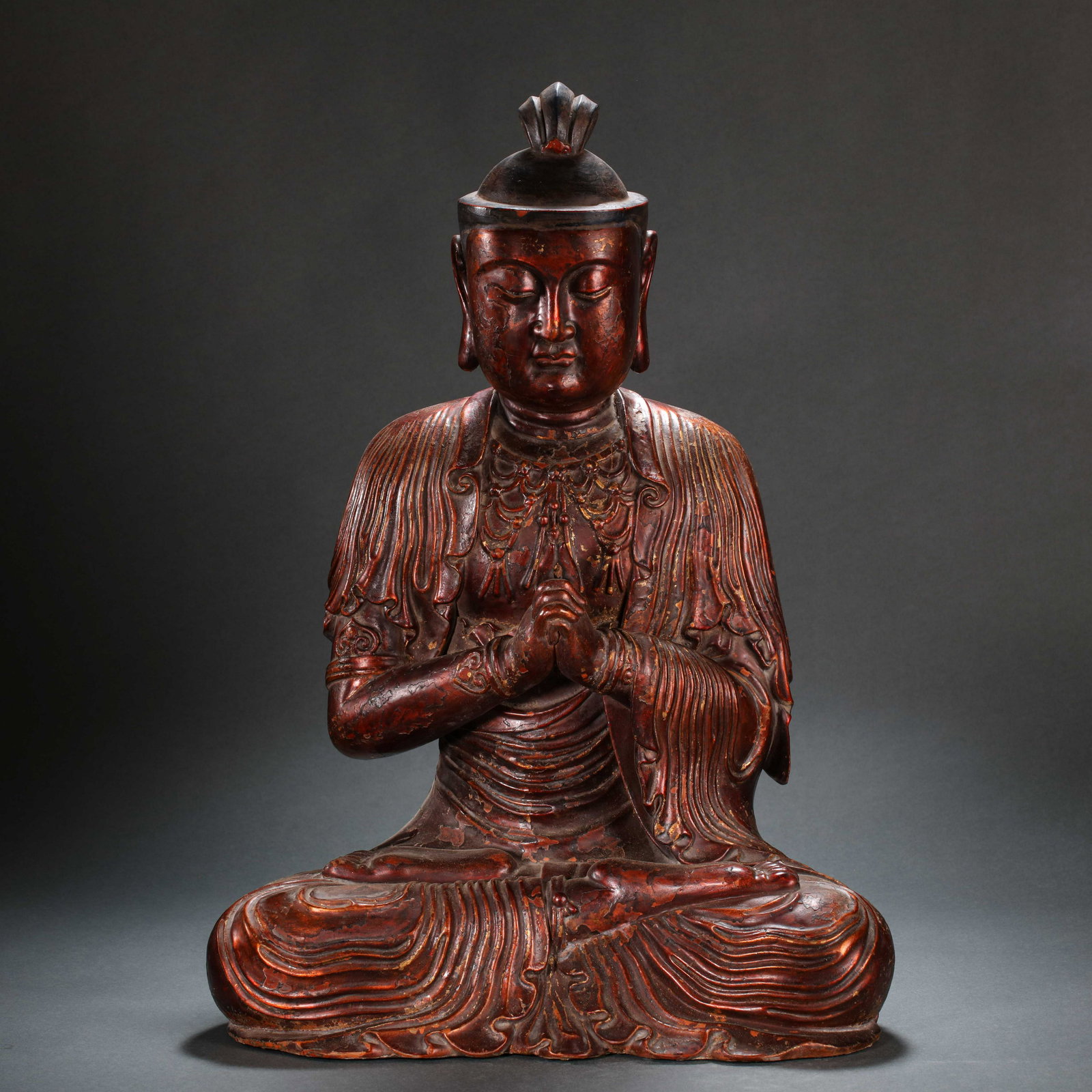CHINESE WOODEN LACQUERWARE BUDDHA STATUES, MING DYNASTY (1 of 12)