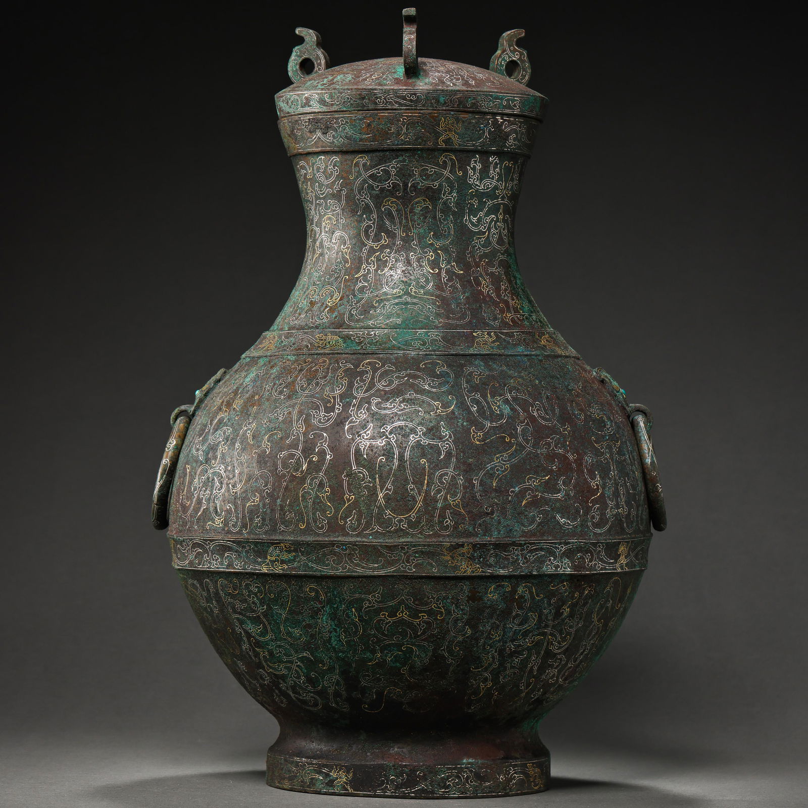 CHINESE WARRING STATES PERIOD GOLD AND SILVER ROUND VASE (1 of 16)