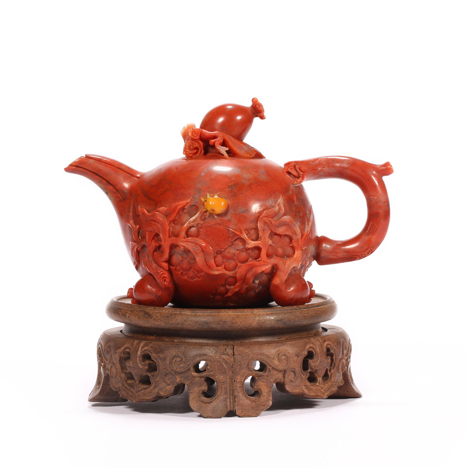 QING DYNASTY SOUTHERN RED AGATE FUSHOU HOLDING POT (1 of 13)