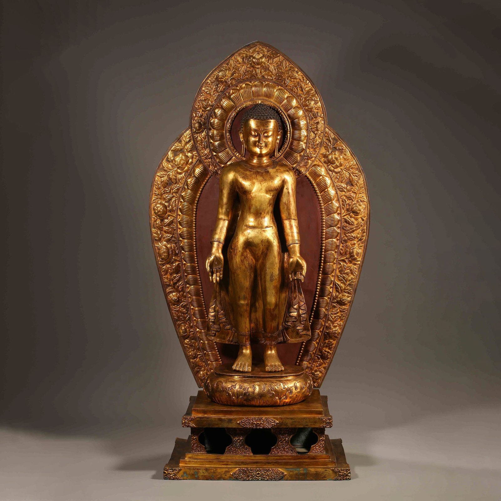 GILT BRONZE SHAKYAMUNI STANDING BUDDHA STATUE (1 of 20)