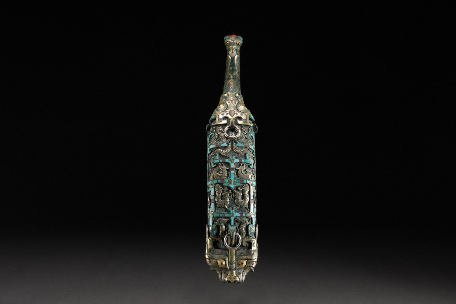 HAN DYNASTY SILVER BELT HOOK INLAID WITH GOLD (1 of 14)