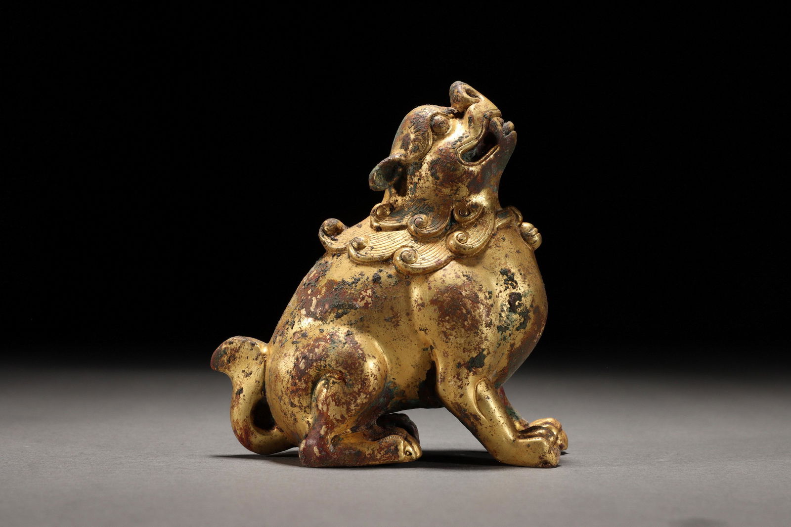 HAN DYNASTY COPPER GILDED BEAST (1 of 7)