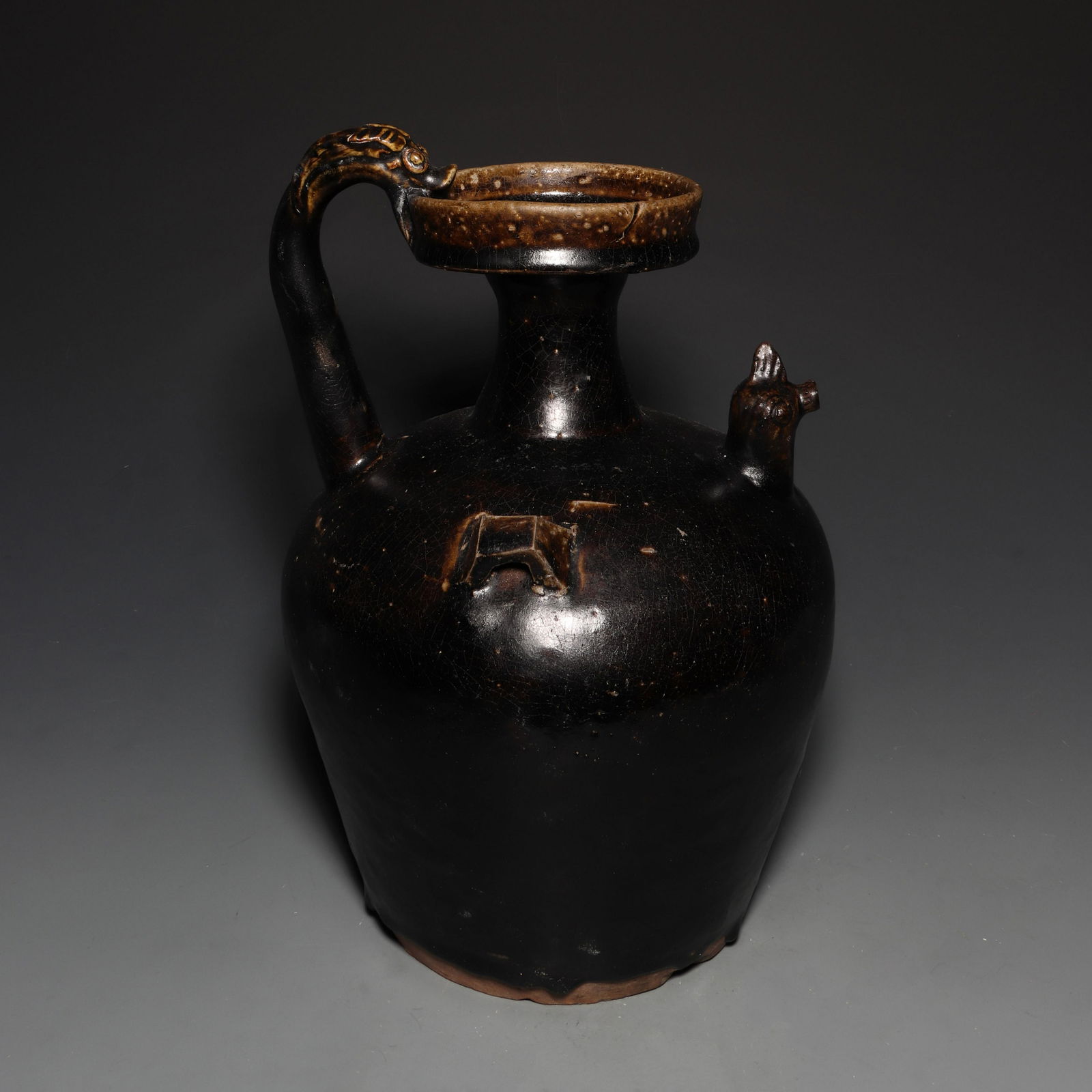 CHINESE EASTERN JIN DYNASTY DEQING WARE BLACK GLAZED CHICKEN HEAD POT (1 of 10)