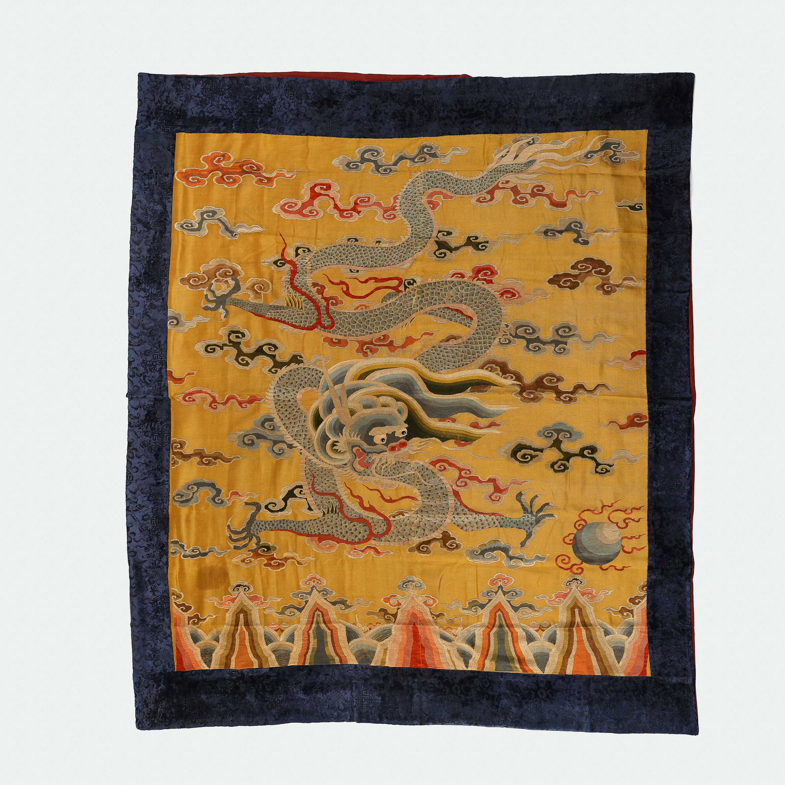 CHINESE QING DYNASTY NASHA EMBROIDERY LANDSCAPE DRAGON PATTERN HANGING SCREEN (1 of 7)