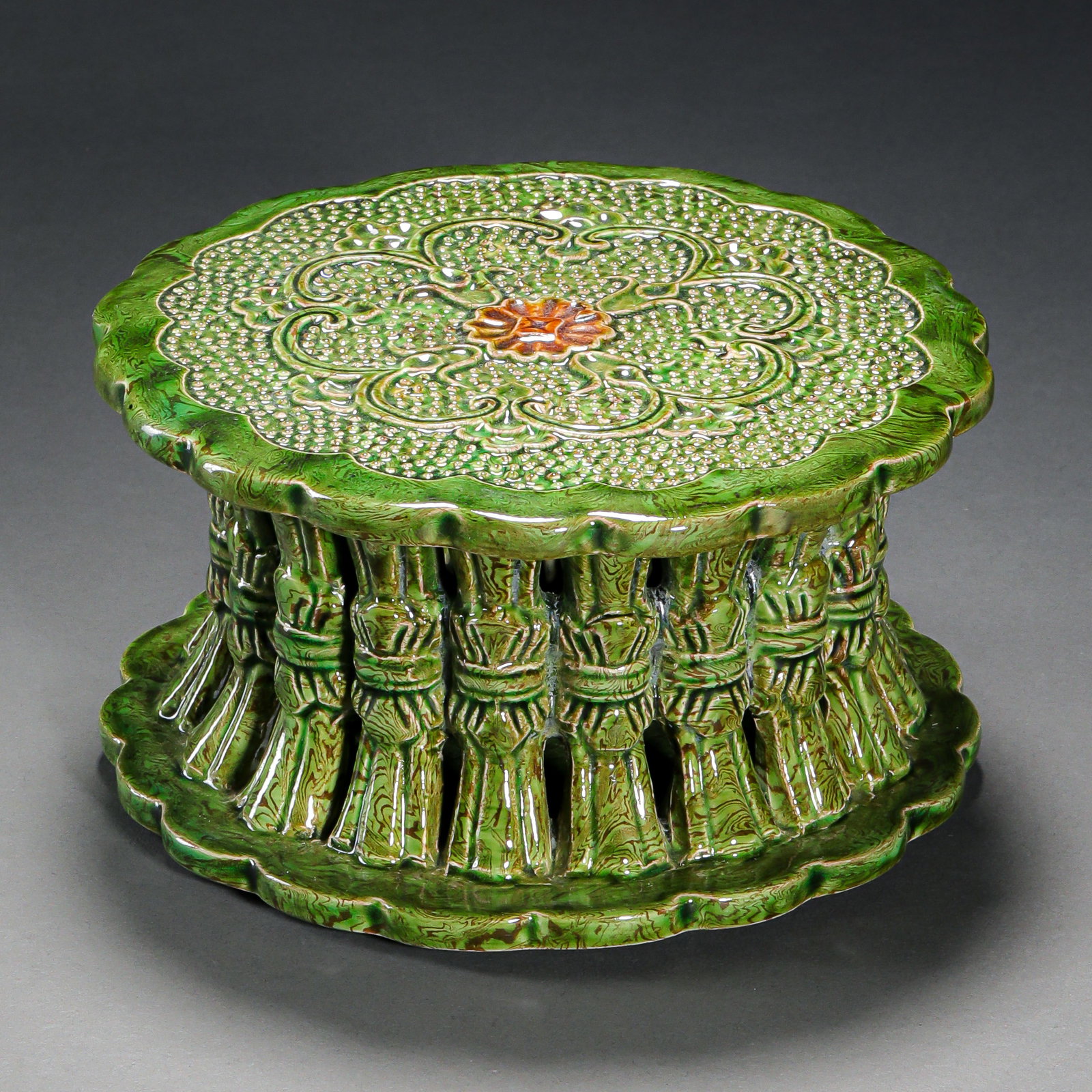 CHINESE PRE-MING GREEN GLAZE BAMBOO FLOWER PORCELAIN (1 of 12)