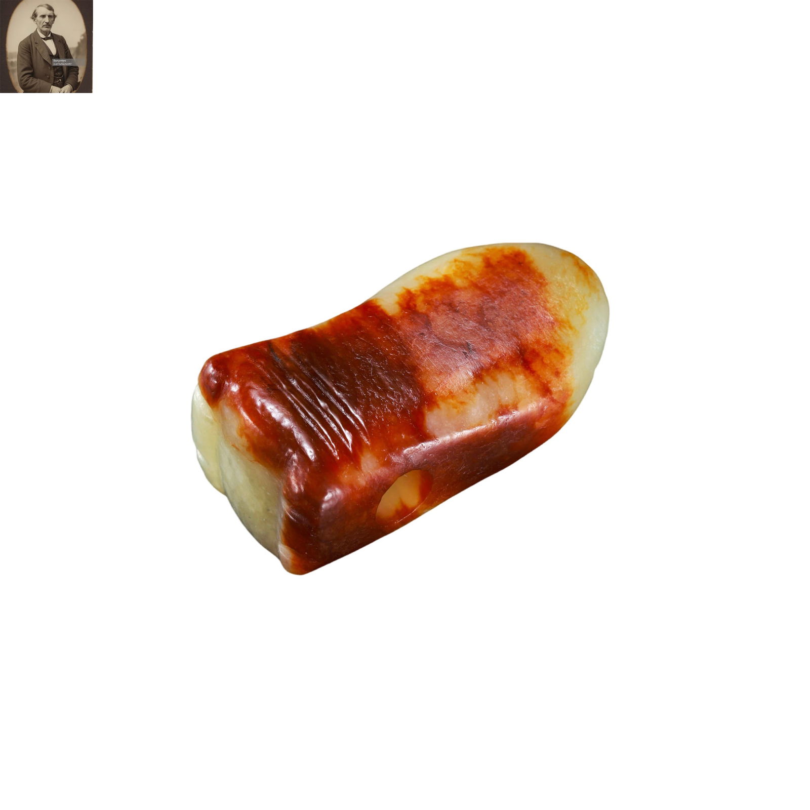 Chinese Han Dynasty white jade red cicada (1 of 4)