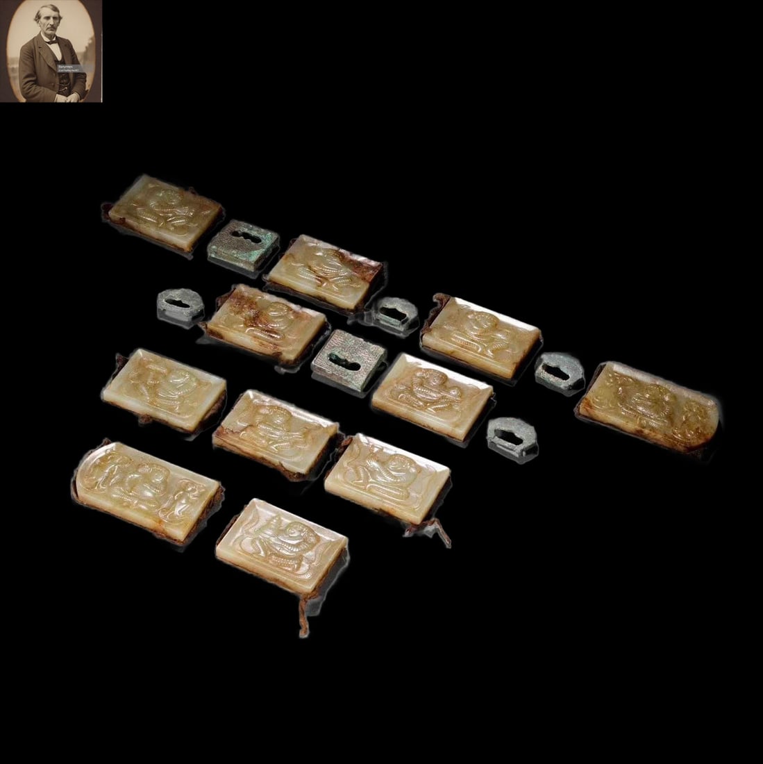 A set of Hetian jade belt plates from Liao Dynasty, China (1 of 9)