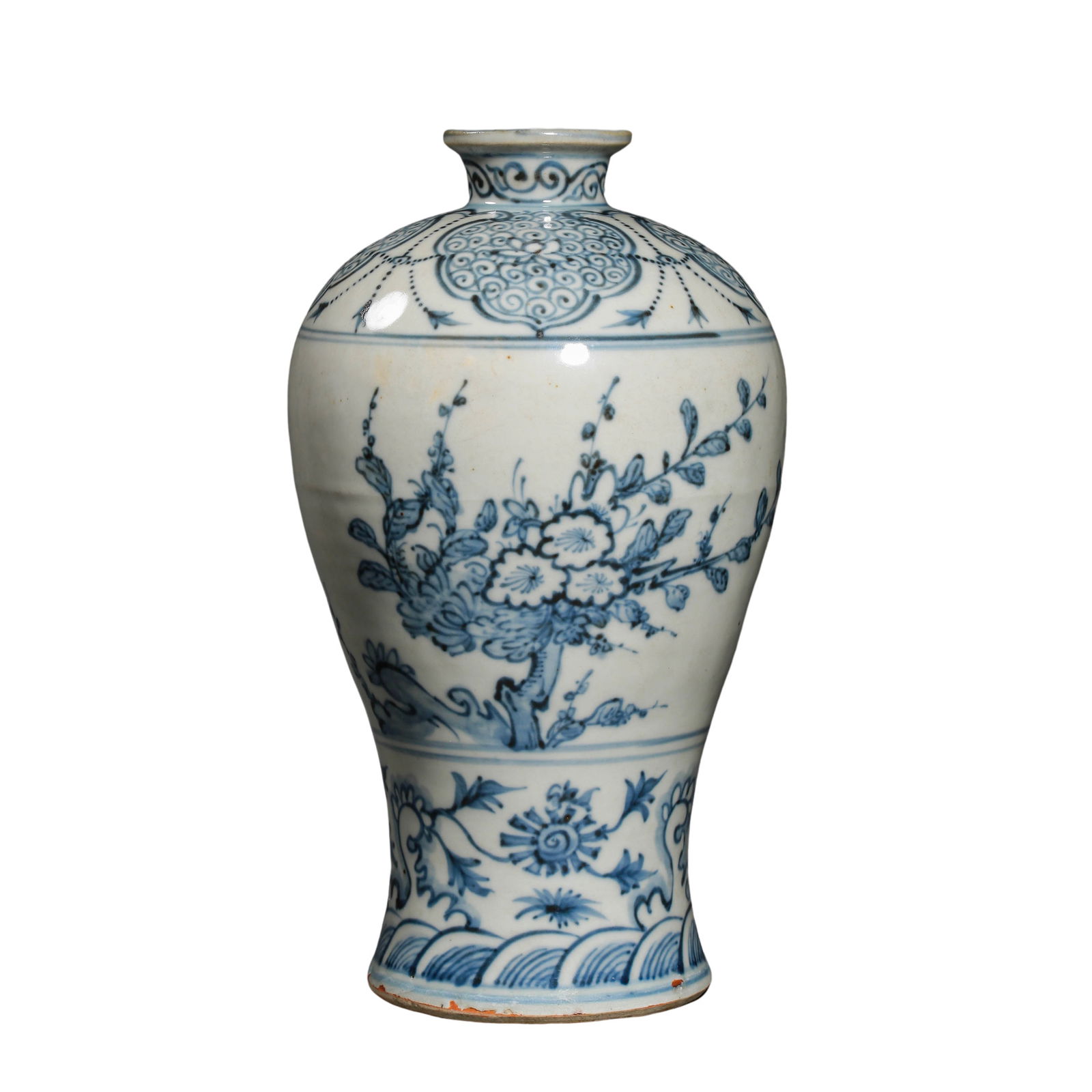 Chinese Ming Dynasty blue and white flower pattern plum vase (1 of 8)