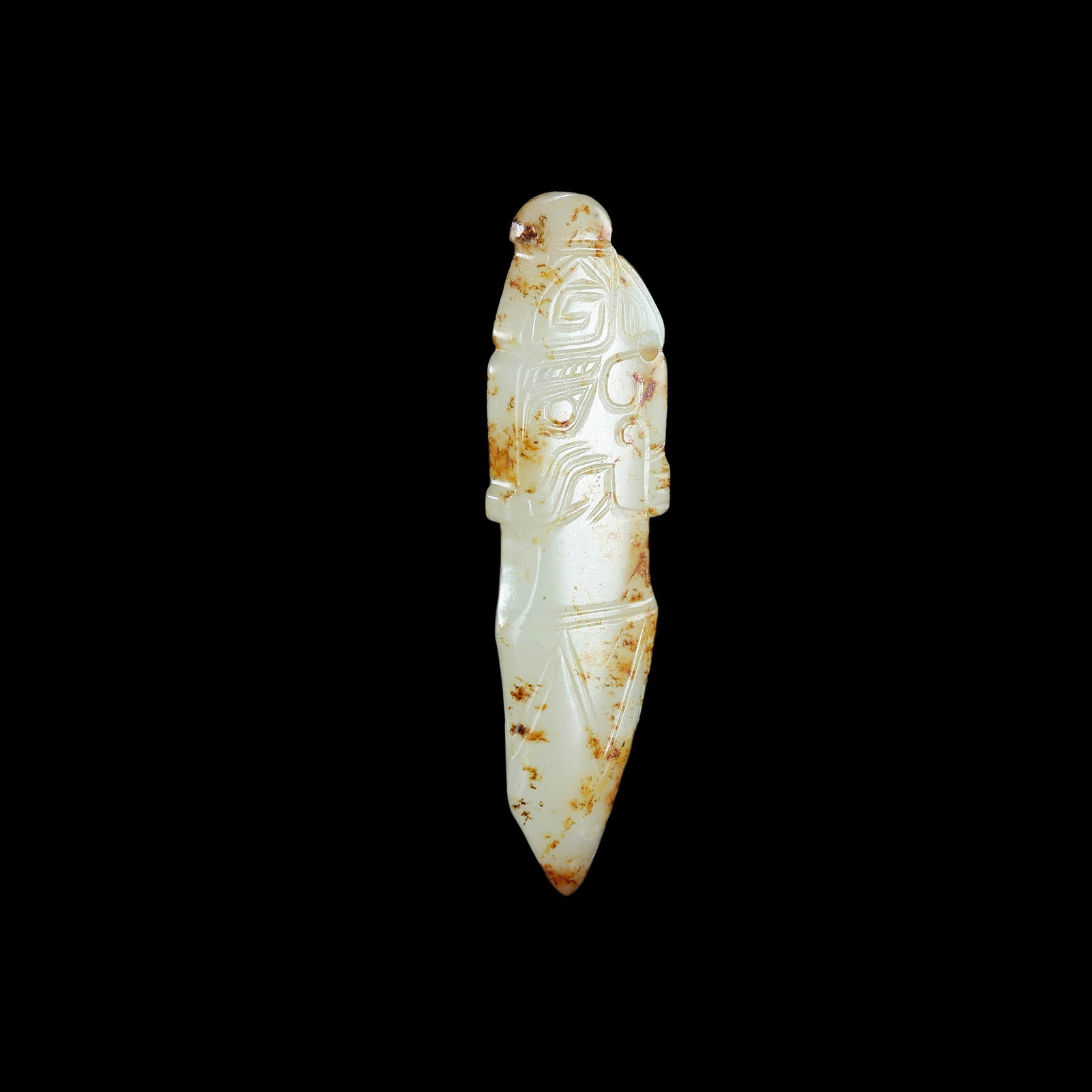 Chinese Han Dynasty White Jade Red Qin Pendant (1 of 8)