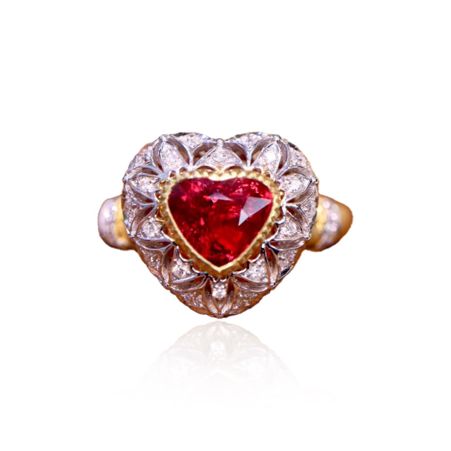 CGRL 18K gold diamond ring with natural ruby (1 of 3)