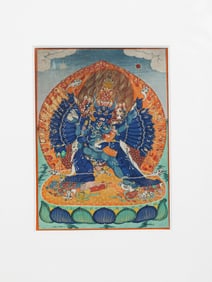 Chinese Qing Dynasty Painted Vajrabhairava Thangka