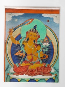 Chinese Qing Dynasty Painted Tara Thangka
