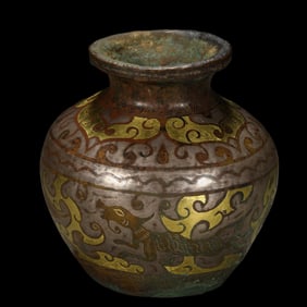 Chinese Warring States Period Inlaid Gold and Silver Vase