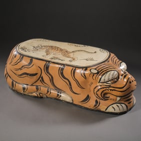 Chinese Northern Song Dynasty painted Cizhou kiln tiger pillow