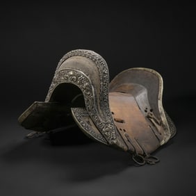 18th century Chinese Qing dynasty silver-plated dragon-patterned saddle