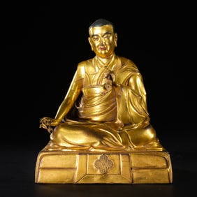 Chinese Qing Dynasty Gilded Bronze Buddha Seated Figure