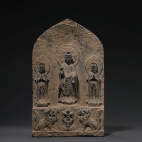 Chinese Northern Wei Dynasty Bluestone Buddha Shrine