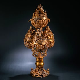 Chinese Han Dynasty Gilded Bronze Incense Burner
