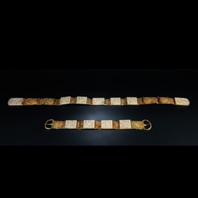 set of Chinese Liao Dynasty silver-gilt and Hetian jade belts