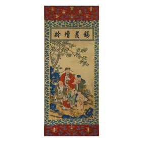 Hanging scroll on paper: “Fortune and Longevity?? - Ding Guanpeng (?-1770)