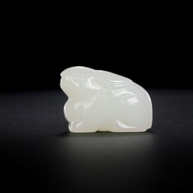 Chinese Qing Dynasty Hetian White Jade Rabbit