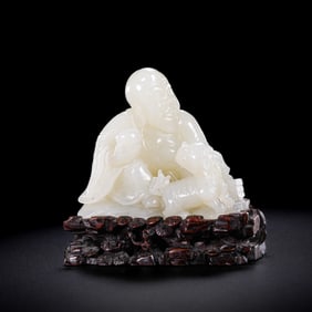 Chinese Qing Dynasty Hetian White Jade Figure Ornaments