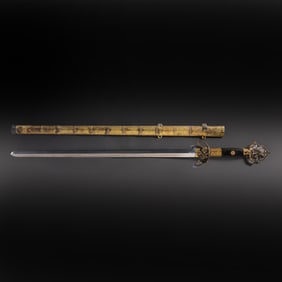 Chinese Qing Dynasty Gilded Bronze Sword