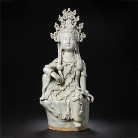Chinese Yuan Dynasty Shufu kiln egg white glaze Guanyin