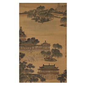 Ming Dynasty Silk Landscape Painting - Qiu Ying(?)
