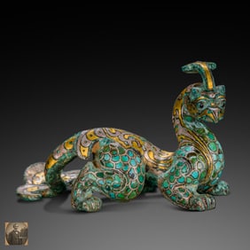 Auspicious beasts inlaid with gold, silver and turquoise during the Warring States Period of China