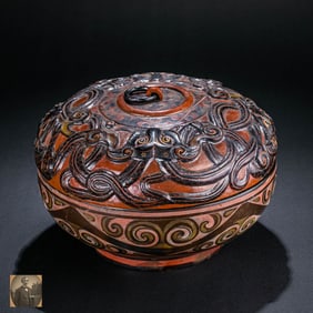 Chinese Han Dynasty painted lacquerware round box