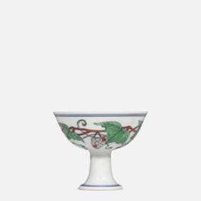 Chinese Ming Chenghua period Doucai grape pattern high-foot cup