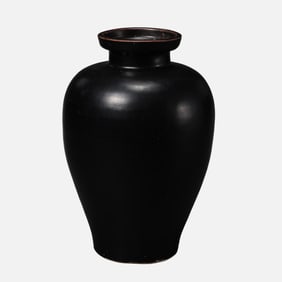 Chinese Southern Song Dynasty Jizhou kiln black glaze plate-mouthed vase