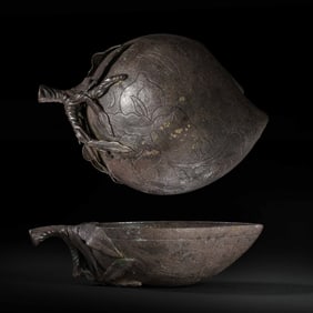 Chinese Tang Dynasty Silver Longevity Peach Cup