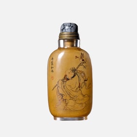Chinese Qing Dynasty inner-painted cloth bag monk snuff bottle