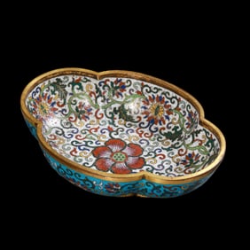 Chinese Qing Dynasty Qianlong period cloisonné enamel crabapple washbasin
