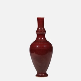 Chinese Qing Dynasty red glaze long-necked vase