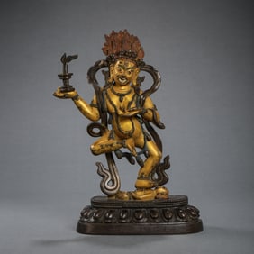 A Chinese gilt bronze statue of six Buddhas from the Qianlong period of the Qing Dynasty