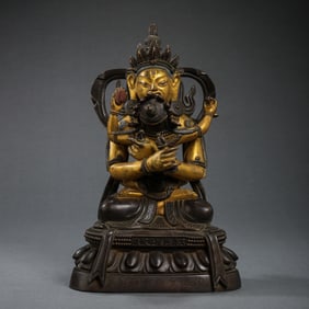 A Chinese gilt bronze statue of six Buddhas from the Qianlong period of the Qing Dynasty