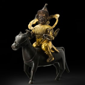A Chinese gilt bronze statue of six Buddhas from the Qianlong period of the Qing Dynasty
