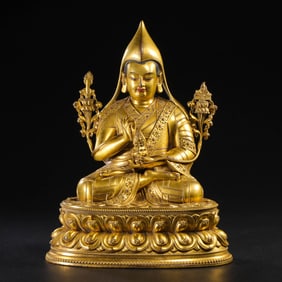 Chinese Qing Dynasty Gilded Bronze Buddha Seated Figure