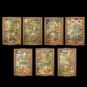 A group of Chinese Qing Dynasty Buddhist thangka paintings
