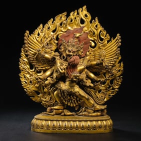 Chinese Qing Dynasty Gilded Bronze Standing Vajra