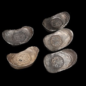 A set of Chinese Qing Dynasty pure silver ingots