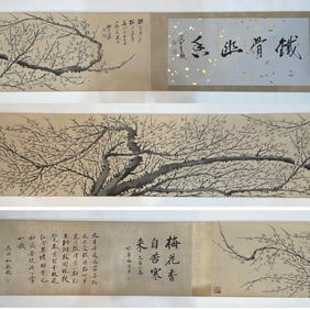 Plum Blossoms Scroll on Paper - Zhang Daqian (1899-1983)
