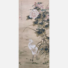 Hanging scroll on paper: “Singing Birds and Fragrant Flowers?? - Lin Huiyin (1904-1955)