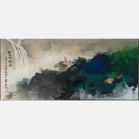 Framed splash-color landscape painting - Zhang Daqian (1899-1983)